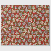 Gingerbrood Koekjes Elegant Kerstmis Cadeaupapier (Vlak)
