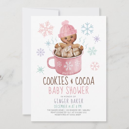 Gingerbrood Koekjes en Baby shower van Caca Girl Kaart (Voorkant)