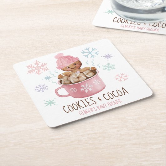 Gingerbrood Koekjes en Baby shower van Caca Girl Kartonnen Onderzetters (Schuin)