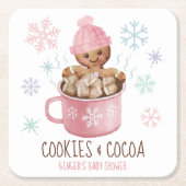 Gingerbrood Koekjes en Baby shower van Caca Girl Kartonnen Onderzetters (Voorkant)