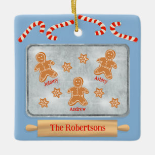 Gingerbrood Koekjes Familie van Drie Keramisch Ornament