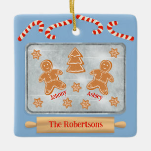 Gingerbrood Koekjes Familie van Twee keramische si Keramisch Ornament