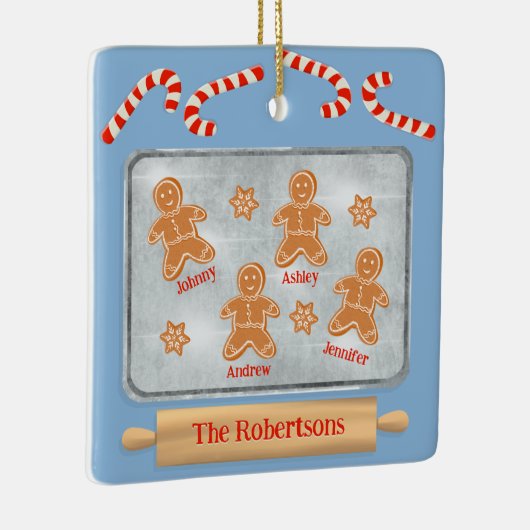 Gingerbrood Koekjes Familie van Vier Keramisch Ornament (Rechts)