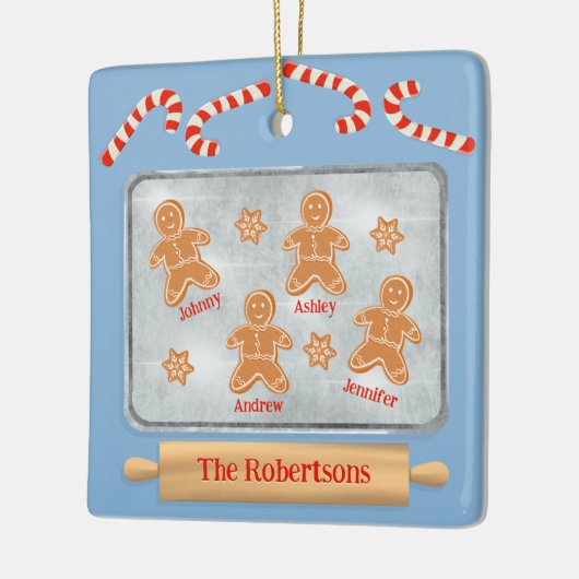 Gingerbrood Koekjes Familie van Vier Keramisch Ornament (Links)
