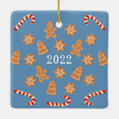 Gingerbrood Koekjes Familie van Vier Keramisch Ornament (Achterkant)