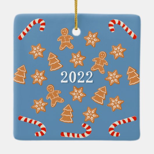 Gingerbrood Koekjes Familie van Vier Keramisch Ornament (Achterkant)