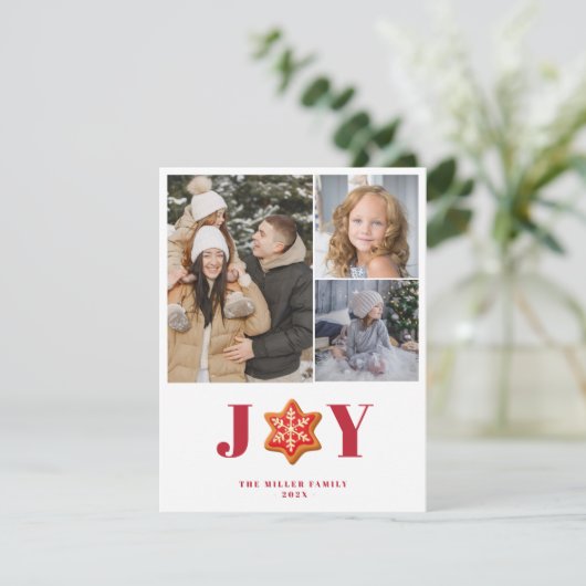 Gingerbrood Koekjes Joy Holiday Multi-fotokaart Feestdagenkaart (Staand voorkant)