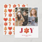 Gingerbrood Koekjes Joy Holiday Multi-fotokaart Feestdagenkaart (Voorkant / Achterkant)