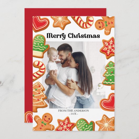 Gingerbrood Koekjes met kerstkaart Kaart (Voorkant / Achterkant)