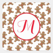 Gingerbrood Koekjes Monogram Square Stickers (Voorkant)