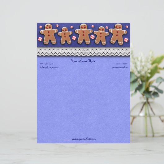 Gingerbrood Koekjes Snoepjes Blauw Briefhoofd Ontwerp (Staand voorkant)