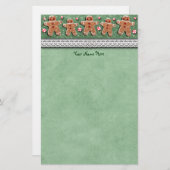 Gingerbrood Koekjes Snoepjes Sprinkles Green Briefpapier (Voorkant / Achterkant)