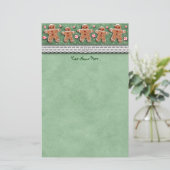 Gingerbrood Koekjes Snoepjes Sprinkles Green Briefpapier (Staand voorkant)