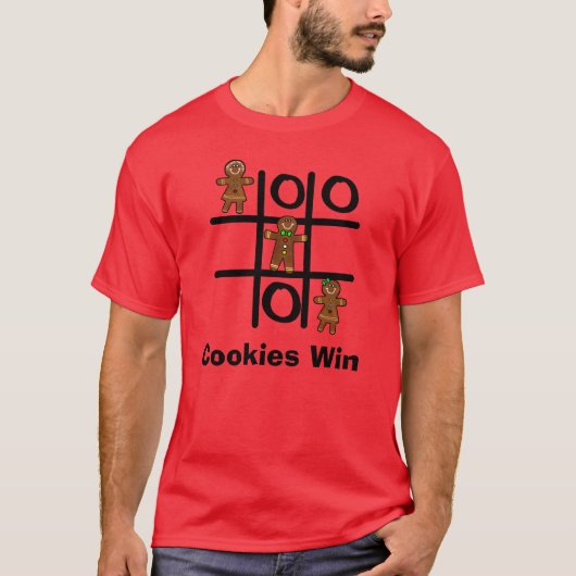 Gingerbrood Koekjes Tic Tac Toe met Kerstmis T-Shi T-shirt (Voorkant)