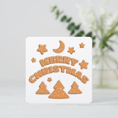 Gingerbrood koekjesdoopvont Merry kerstcard (Staand voorkant)