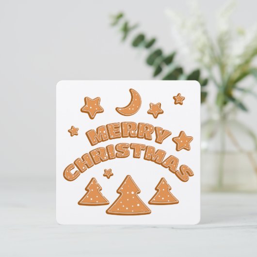 Gingerbrood koekjesdoopvont Merry kerstcard (Staand voorkant)