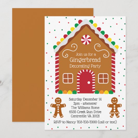 Gingerbrood Koekjesfeestdag Droog Partij Kaart (Voorkant / Achterkant)