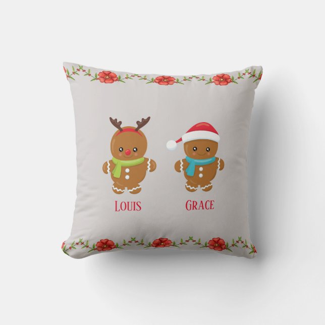 Gingerbrood Koekjesparen met namen Kussen (Voorkant)