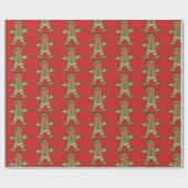 Gingerbrood koekjespatroon - rood cadeaupapier (Vlak)