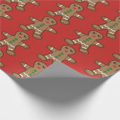 Gingerbrood koekjespatroon - rood cadeaupapier (Hoek)