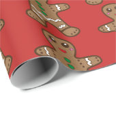 Gingerbrood koekjespatroon - rood cadeaupapier (Rol Hoek)