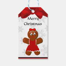 Gingerbrood Label met kerstcadeaus voor meisjes