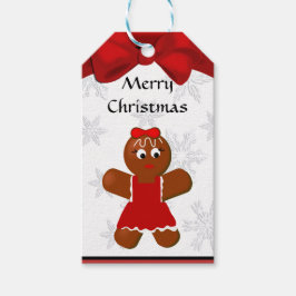 Gingerbrood Label met kerstcadeaus voor meisjes Cadeaulabel
