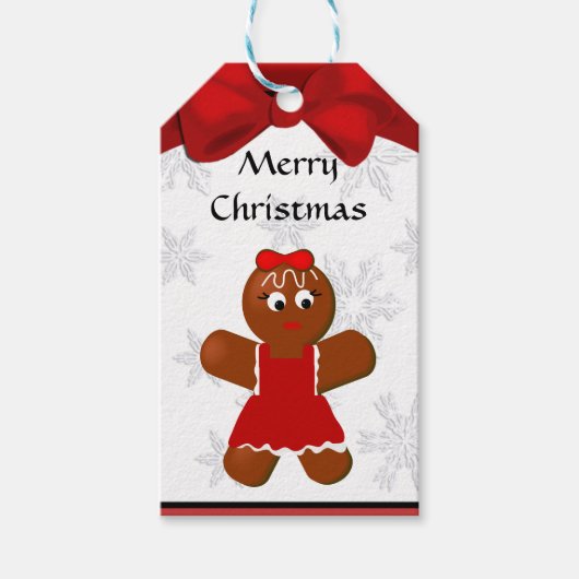 Gingerbrood Label met kerstcadeaus voor meisjes Cadeaulabel (Voorkant)