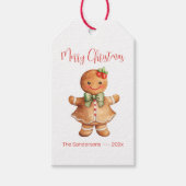 Gingerbrood Label met kerstcadeaus voor meisjes Cadeaulabel (Voorkant)