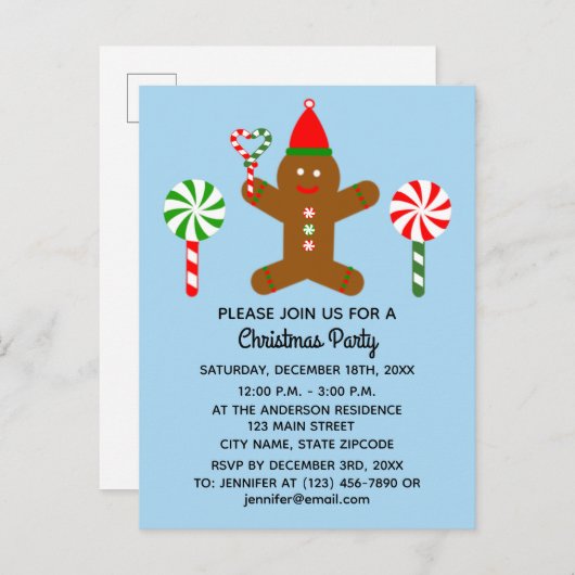 Gingerbrood Man #1 Uitnodiging Briefkaart (Voorkant / Achterkant)