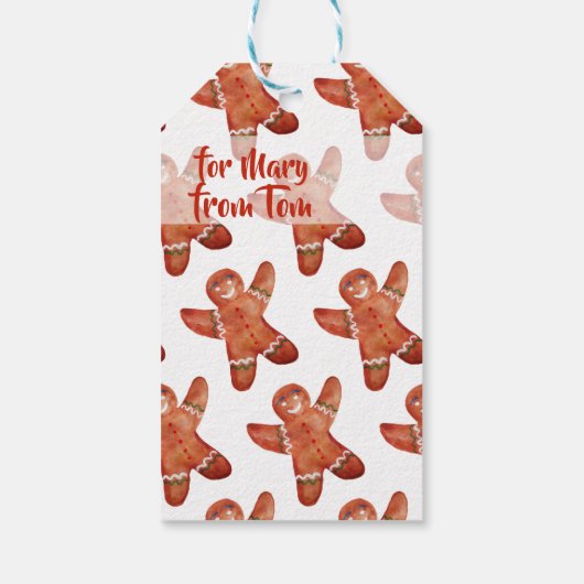 Gingerbrood Man Aangepast cadeautje Label Cadeaulabel (Achterkant)