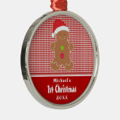 Gingerbrood Man Baby's Eerste kerstversiering Metalen Ornament (Rechts)