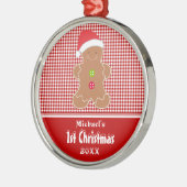 Gingerbrood Man Baby's Eerste kerstversiering Metalen Ornament (Links)
