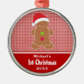 Gingerbrood Man Baby's Eerste kerstversiering Metalen Ornament (Voorkant)