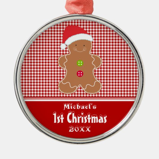 Gingerbrood Man Baby's Eerste kerstversiering Metalen Ornament (Voorkant)