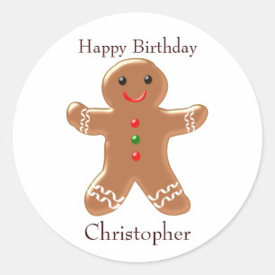 Gingerbrood Man Birthday Ronde Sticker