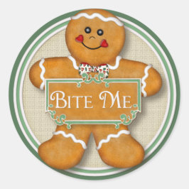 Gingerbrood Man - Bite me Ronde Sticker