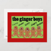 Gingerbrood Man Boy Band "The Ginger Boys" Briefkaart (Voorkant / Achterkant)