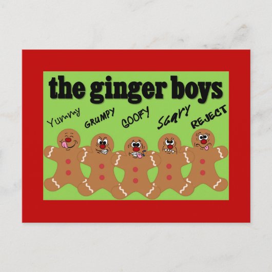Gingerbrood Man Boy Band "The Ginger Boys" Briefkaart (Voorkant)