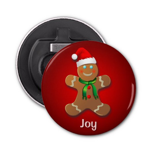 Gingerbrood Man Button Flesopener (Voorkant)