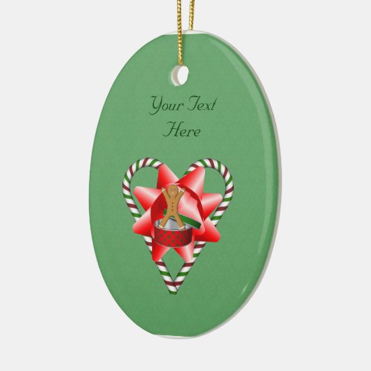 Gingerbrood Man Candy Cane Heart Holiday Ornament (Links)