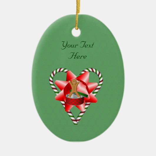 Gingerbrood Man Candy Cane Heart Holiday Ornament (Voorkant)