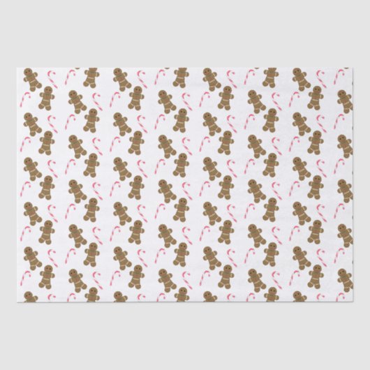 Gingerbrood Man Candy Cane Holiday Tissue Paper Tissuepapier (Voorkant)