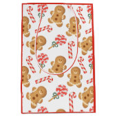 Gingerbrood Man Candy Cane Lollipop Medium Cadeauzakje (Voorkant)