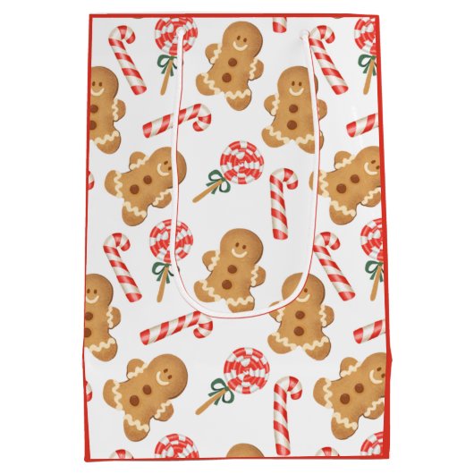 Gingerbrood Man Candy Cane Lollipop Medium Cadeauzakje (Achterkant)