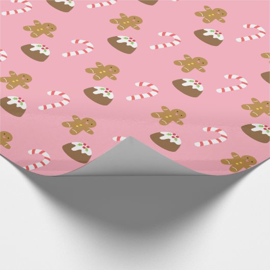 Gingerbrood Man Candy Cane Pudding Kerstmis Cadeaupapier (Hoek)