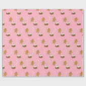 Gingerbrood Man Candy Cane Pudding Kerstmis Cadeaupapier (Vlak)