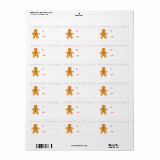 Gingerbrood Man Candy Canes Etiket (Full Sheet)