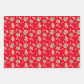 Gingerbrood man candycane vakantie schattig rood g inpakpapier vel (Voorkant 3)