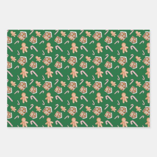 Gingerbrood man candycane vakantie schattig rood g inpakpapier vel (Voorkant 2)